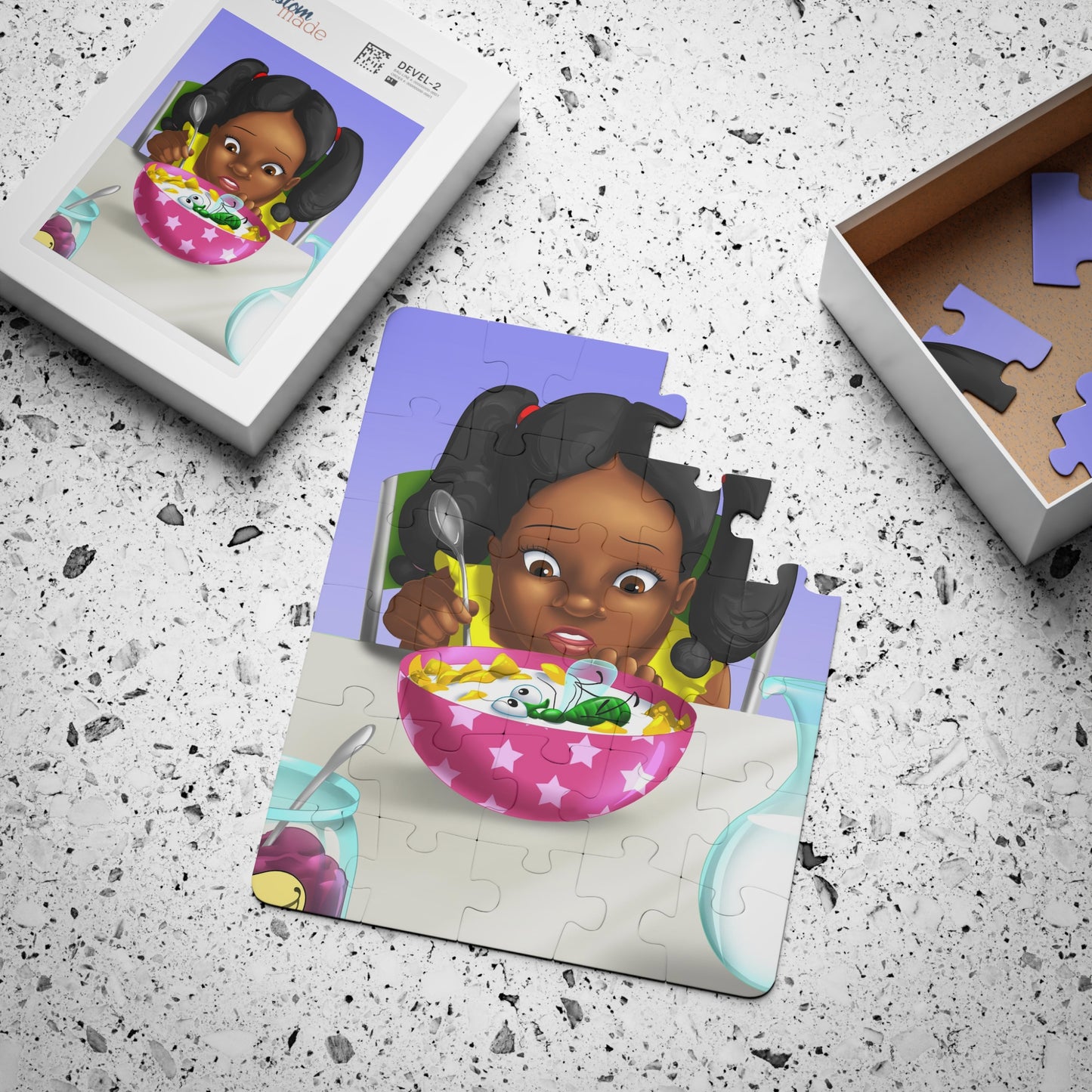 Kids Puzzle, 30 piece, Scary Scary Sasha, Fly in Cereal, 14"x11"