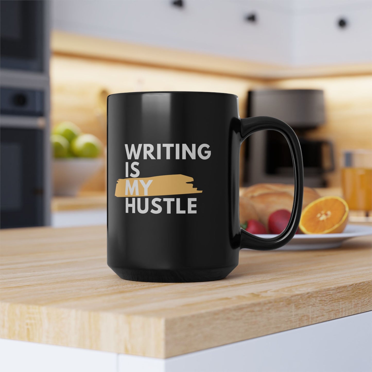 Writing Is My Hustle Ceramic Mug, Gift for Writers, 15 oz