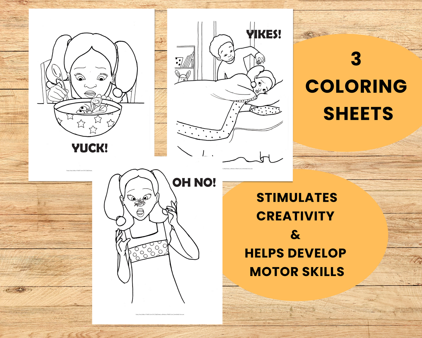 Printable Coloring Pages, Activity Sheets, 6 pages, Home Activities, Home Games, Classroom Games, Scary, Scary Sasha, preschoolers, toddlers