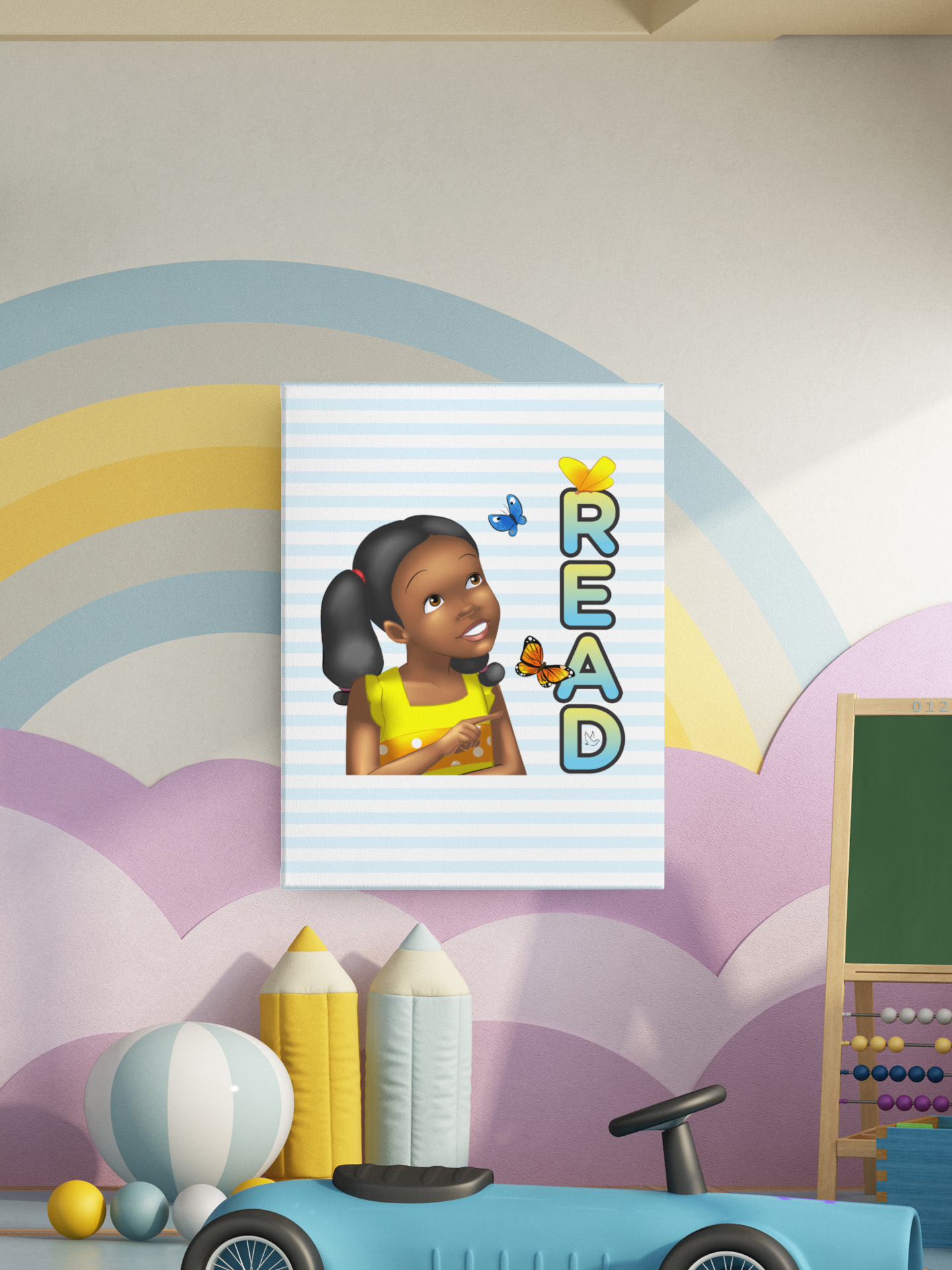 Canvas Wall Art, 12 x 16, 18 x 24, 24 x 36, SASHA, Read Wall Art, Scary Scary Sasha, Kids Wall Art, Kids Room, Classroom, Nursery, Daycare